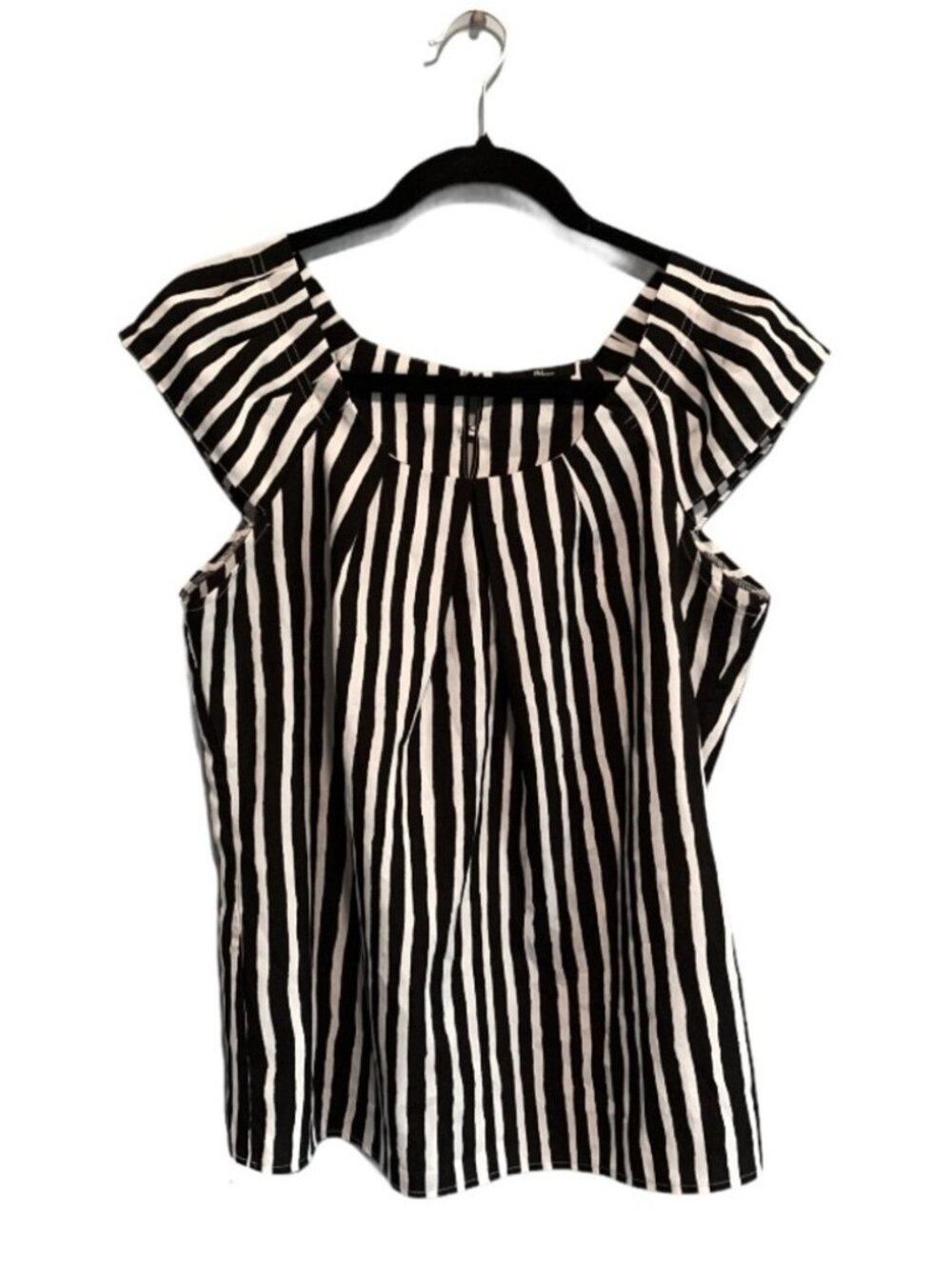 Striped Sleeveless Blouse Small Black and White